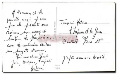 Bouquet de flores — paisaje invernal — Feliz Año — Tengeroni Autoins, Paris — Reverso