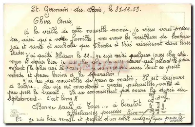 Carpintero y corazones — Feliz Año — editor no visible — Reverso