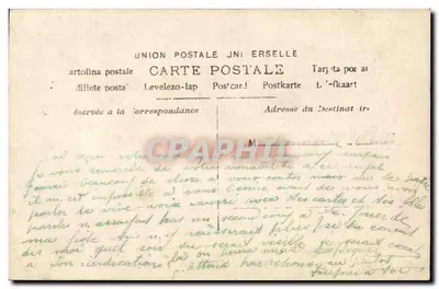 Casal jovem ao ar livre — texto poético — Union Postale Jni Erseille — Verso