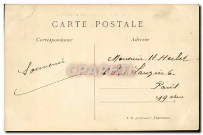 Vincennes — Het Oude Kasteel — J. A. photo-édit. Vincennes, n° 508 — Achterkant