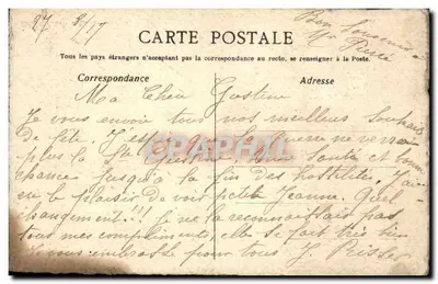 Carte postale decorada com ivy — texto manuscrito — editor desconhecido — Verso