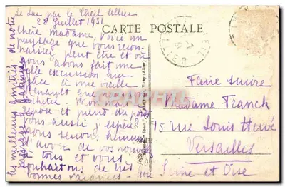 Las Gorges de Chouvinigny — La Carretera entre las Rocas — Editor Ideal, n° 2845 — Reverso