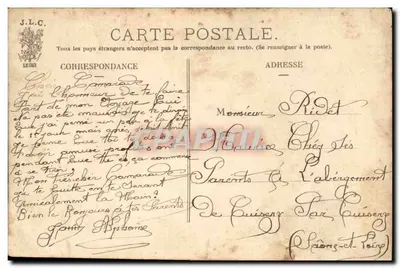 Para w bogato zdobionym wnętrzu — J. L. C. n° 3026 — Rewers