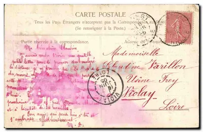 Flores azuis — Lembrança sincera — Carta postal datada 6 de junho de 1905 — Verso