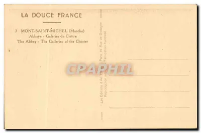 Mont-Saint-Michel — Galerias do Claustro — Les Éditions d'Art Yvon — Verso