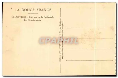 Chartres — Wewnętrzne wnętrze katedry — Le Déambulatoire — Wydawnictwo Art YVON, Paryż — Rewers