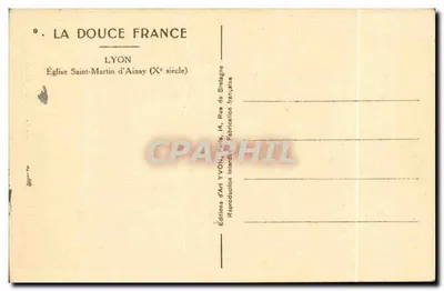 Igreja de Saint-Martin d'Ainay — Lyon — Edição de Arte Yvon — Verso