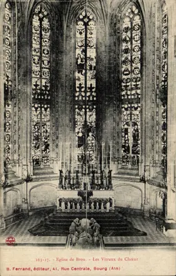 Igreja de Brou - Os vitrais do coro — B. Ferrand, editor, 41, Rue Centrale, Bourg (Ain)