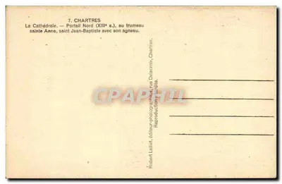 Chartres — Cattedrale, Portale Nord (XIII secolo), al trumeau: santa Anna, san Giovanni Battista con il suo agnello — Verso
