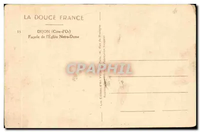Dijon (Côte-d'Or) — Fronton Katedry Najświętszej Maryi Panny — Wydawnictwo Sztuki Yvon — Rewers