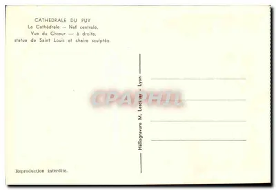 Catedral de Puy — Nef central — estátua de São Luís e cadeira escultorada — Verso