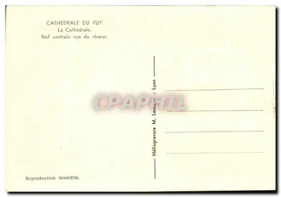 Katedra w Puy — nawy centralne widziane z chóru — Héliogravure M. Lescuyer - Lyon — Rewers