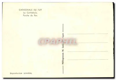 Catedral de Puy — Porche do For — Heliógrava M. Lescuyer - Lyon — Verso