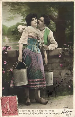 Amour au bord de l'eau — République Française, n° 380/1, éditeur Héloïse