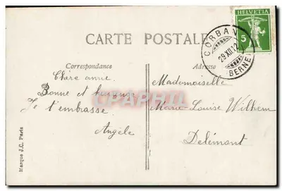 Menina com rosas — cartão postal colorido — J.C. TRIOMPHE, n°2303 — Verso