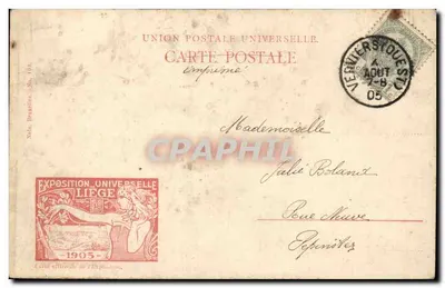 Wystawa uniwersalna w Liège 1905 — Pejzaż w Boverie — Nokr, Bruksela, nr 104 — Rewers
