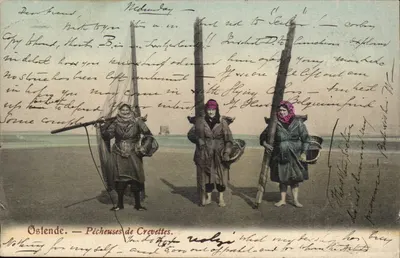 Ostende — Pescadoras de camarões — Editor anônimo, número de série não visível