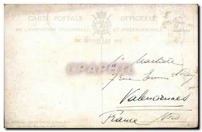 Wystawa w Brukseli, 1910, Sekcja Niemiecka — wydawca Valentine & Son, Londyn — Rewers
