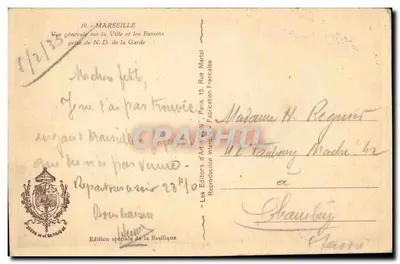 Vista geral de Marselha — cidade e basculas perto de N.D. da Guarda — Les Éditeurs d'Art, Paris — Verso