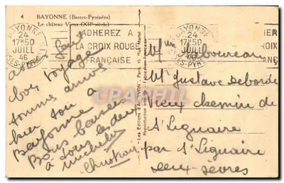 Bayonne — O castelo Velho (século XIII) — Les Éditions d'Art Vyon, Paris — Verso