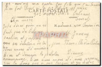 Orléans - Praça do Martroi — O Hotel das Correios — Ed. H. C. — Verso