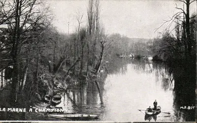 A Marne em Champigny — vista do rio com barco — M.S. & C.