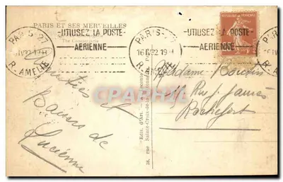 Widok Paryża — Most Konkordii i Pałac Sprawiedliwości — Wydawca: Paris et ses Merveilles, seria 'The Conciergerie' — Rewers