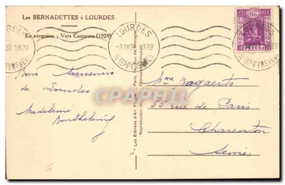 Bernadetki w Lourdes — W wycieczce do Cauterets (1929) — Wydawnictwo Art Yvonn — Rewers