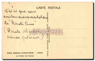 Escola Normal de Professores — Pavilhão das Ciências — Douai — Verso