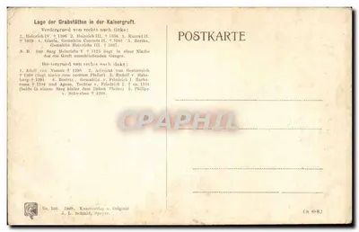 Groby cesarzy w katedrze w Speyer — Groby cesarzy w katedrze w Speyer — Kunstverlag J. L. Schmidt, Speyer, n° 106 — Rewers