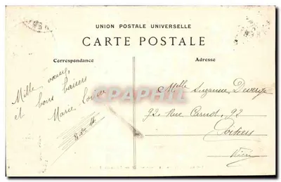 Biarritz — La Côte des Basques tijdens de grote stormen — Uitgave van Magasin du Sud-Ouest, 14, rue Mazagran, Biarritz — Achterkant