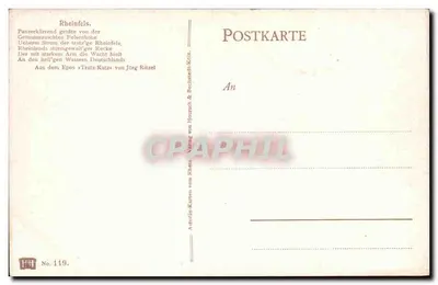 Rheinfels — Zamek na skałach — Artystyczna pocztówka autorstwa M. N. Artudin, nr 119 — Rewers