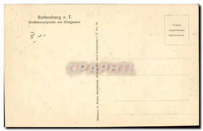 Rothenburg o.T. — Część murów miasta przy bramie Klingentor — Hermann A. Peters, Bonn, seria Rothenburg o.T. nr 88 — Rewers