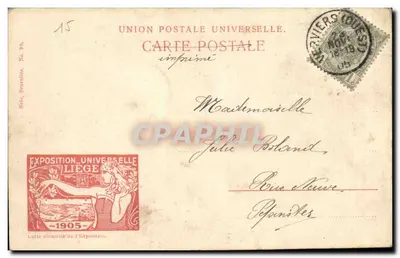 Exposição universal de Liège 1905 — União náutica — Joseph — Verso