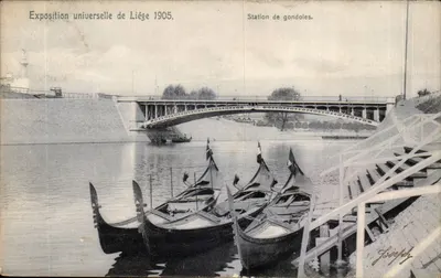 Estação de gôndolas — Exposição universal de Liège 1905 — Editor Joseph