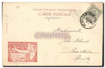 Wystawa uniwersalna w Liège 1905 — Perspektywa Halles — wydawca Nels, Bruksela, nr 133 — Rewers