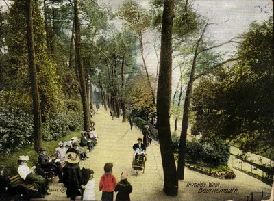Passeio dos Invalidos, Bournemouth — passeio sombreado com visitantes — editor J. Y. n° 20842