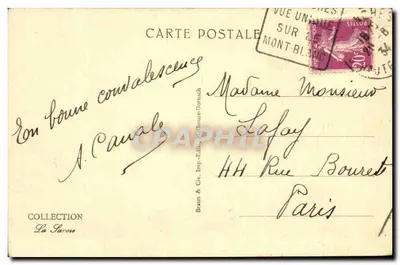 O cume do Mont-Blanc — visto de Sallanches (4810 m) — Braun & Cie, Imp. Ed. Nathouse-Dornach — Verso