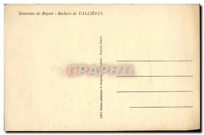 Rochers de Vallières — Environs de Royan — Édition artistique R. Bergelin, interd. 10819 — Verso