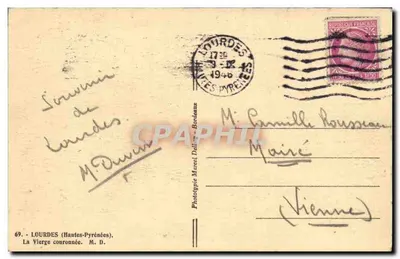 लौर्ड (हाउट-पिरेनी) — श्रीमती के सिर पर माला — फोटोटाइप मार्सेल डेलियॉन — पीछे