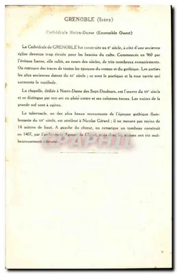 Grenoble (Isère) — Katedra Najświętszej Maryi Panny (Zespół Zachodni) — Kolekcja Kolarsine i Pautauberge, 4. seria — Rewers