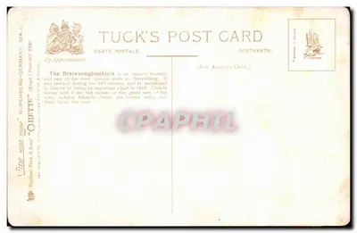 NÜRNBERG, BRATWURSTLÖCKLEIN — Charles E. Flower — Tuck's Post Card, seria 7581 — Rewers