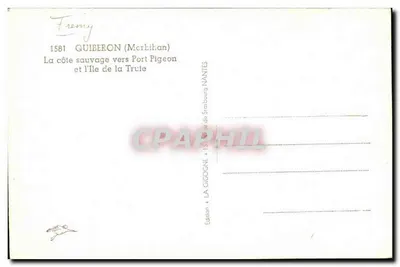 Costa selvagem perto de Port Pigeon e a Ilha da Truie — Guiberon (Morbihan) — Edição « La Gicogne » de Strasbourg — Verso