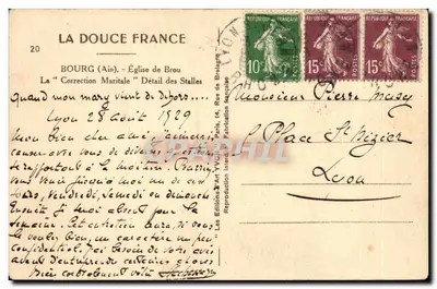 Igreja de Brou (Ain) — Detalhe das Cadeiras — Les Éditions d'Art Vve. Paris — Verso