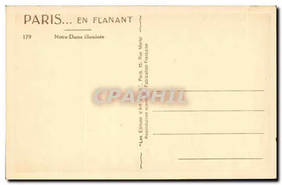 Notre-Dame van Parijs — verlicht — Editeurs d'Art YVON, n°179 — Achterkant