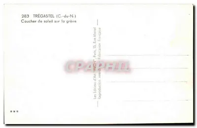 Trégastel (C.-du-N.) — zachód słońca nad brzegiem — Wydawnictwo Sztuki 'YVON', Paryż — Rewers