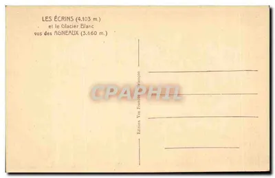 Os Écrins (4.103 m.) e o Glaciar Branco vistos dos Agneaux (3.660 m.) — Edição Vve Francion Briançon — Verso