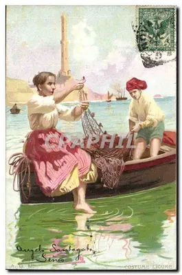 Traje Lígure — pescadores em barco — A. G. M.