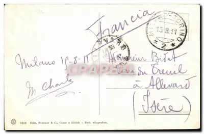 Milano - Piazza del Duomo — wydawca Brunner & C., Como do Zurych, nr 3286 — Rewers