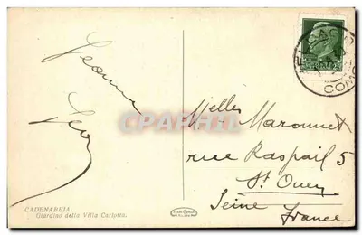 Jardim da Villa Carlotta — Cadenabbia — Editor Esarti Capella, n° 711.888 — Verso
